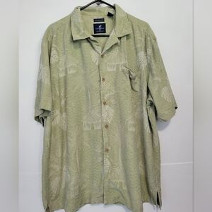 Carribean Joe Silk Botanical Print Shirt 2XL in Green